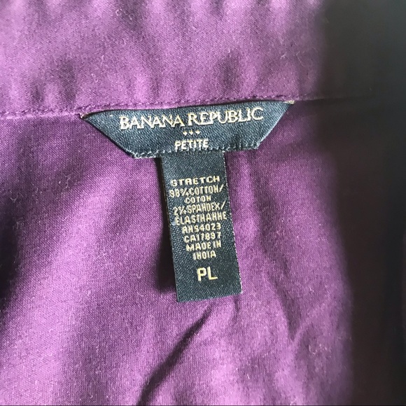 BANANA REPUBLIC Fitted Stretch Button Down, Purple Shirt, 3/4 Length Sleeves, LP - Picture 9 of 15